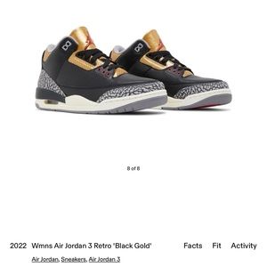 Jordan WMNS Air Jordan 3 Retro 'Black Gold' - Black, Gold, Gray, Red, Cream